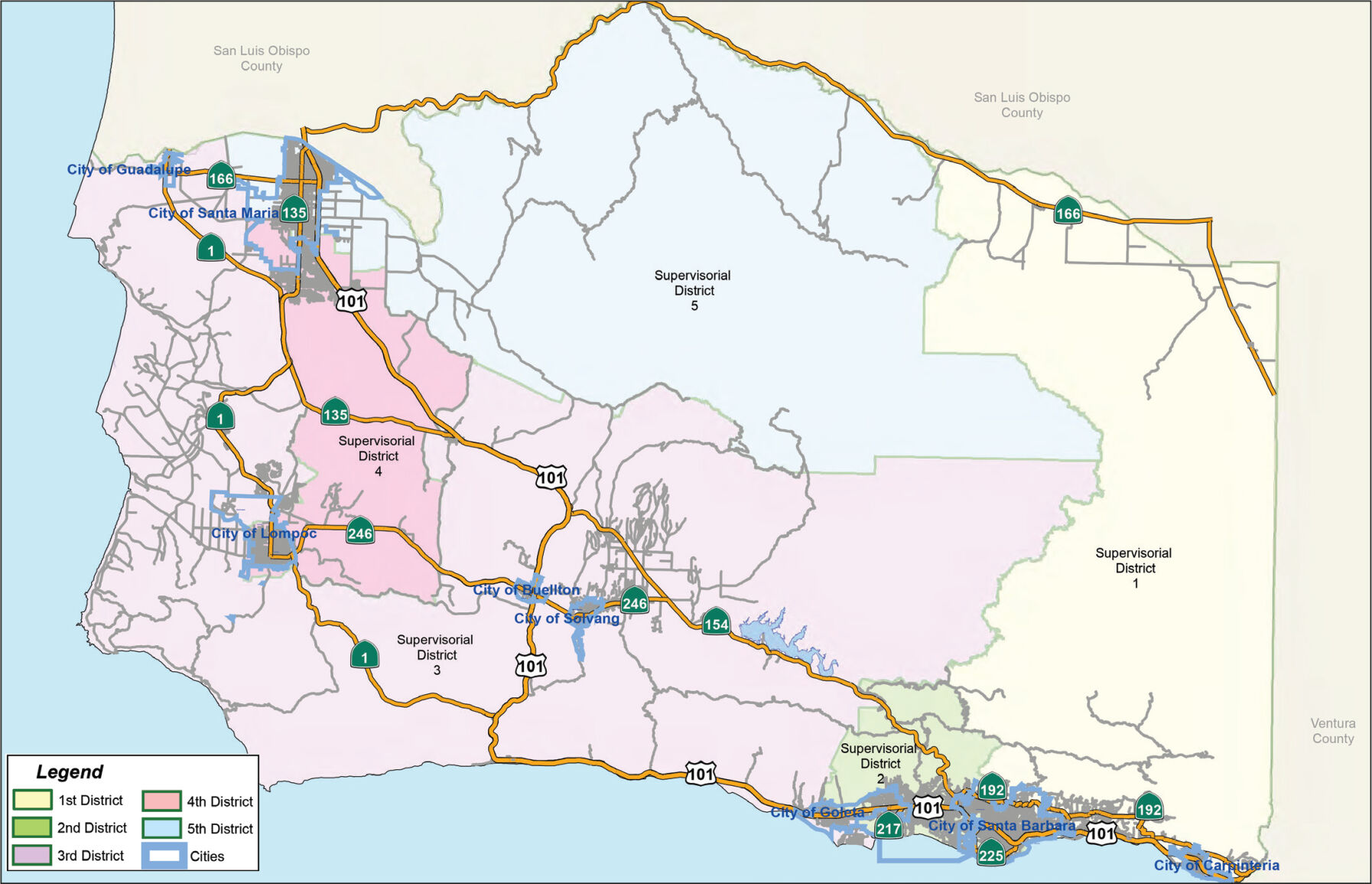 Santa Barbara County’s supervisorial districts